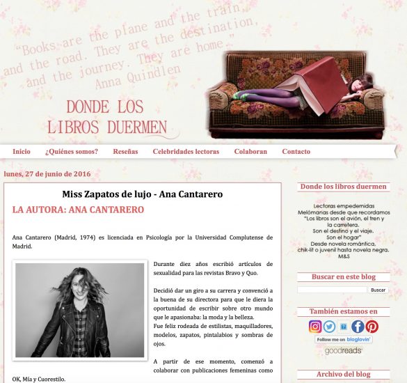 Reseña de Miss Zapatos de Lujo en el blog Donde los libros duermen