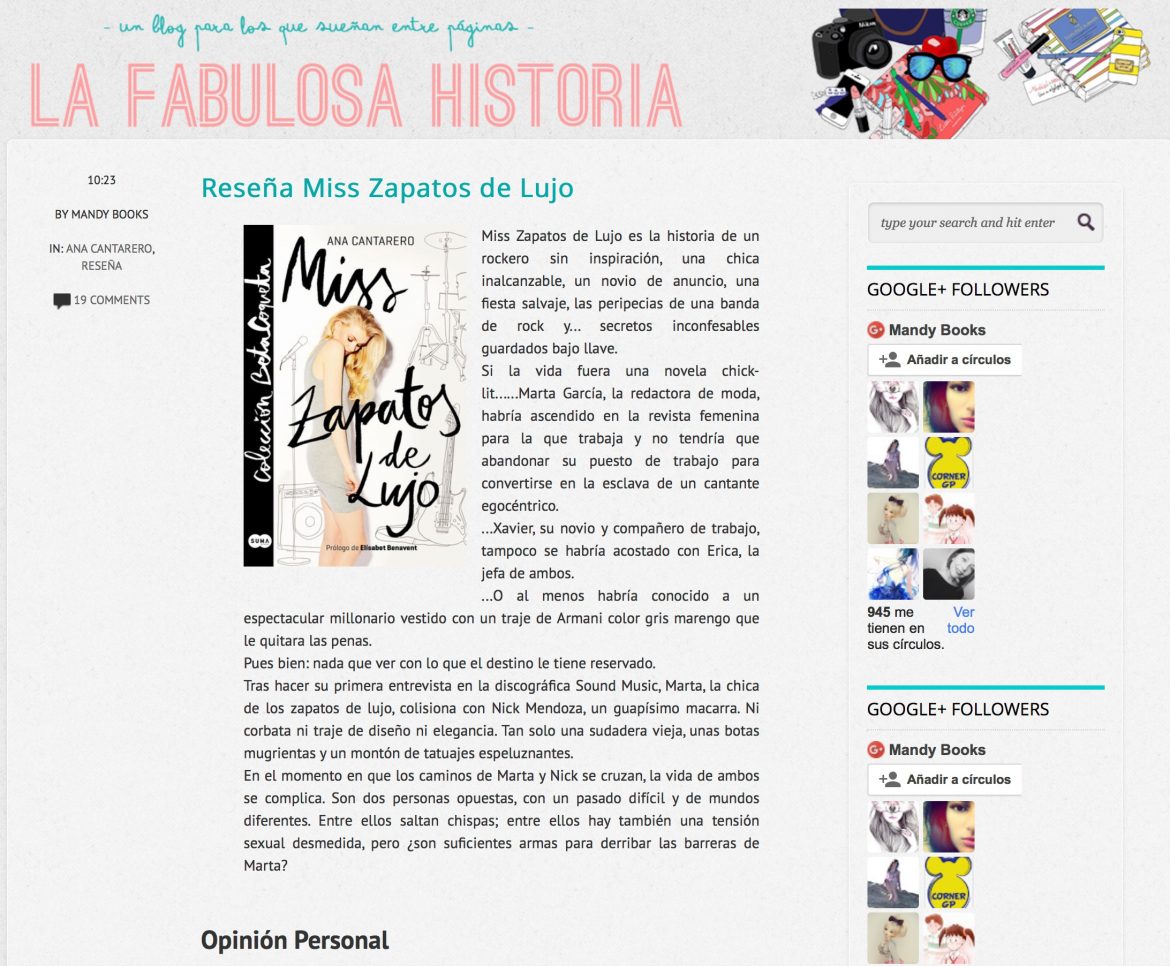 Reseña de Miss Zapatos de Lujo en el blog La Fabulosa Historia