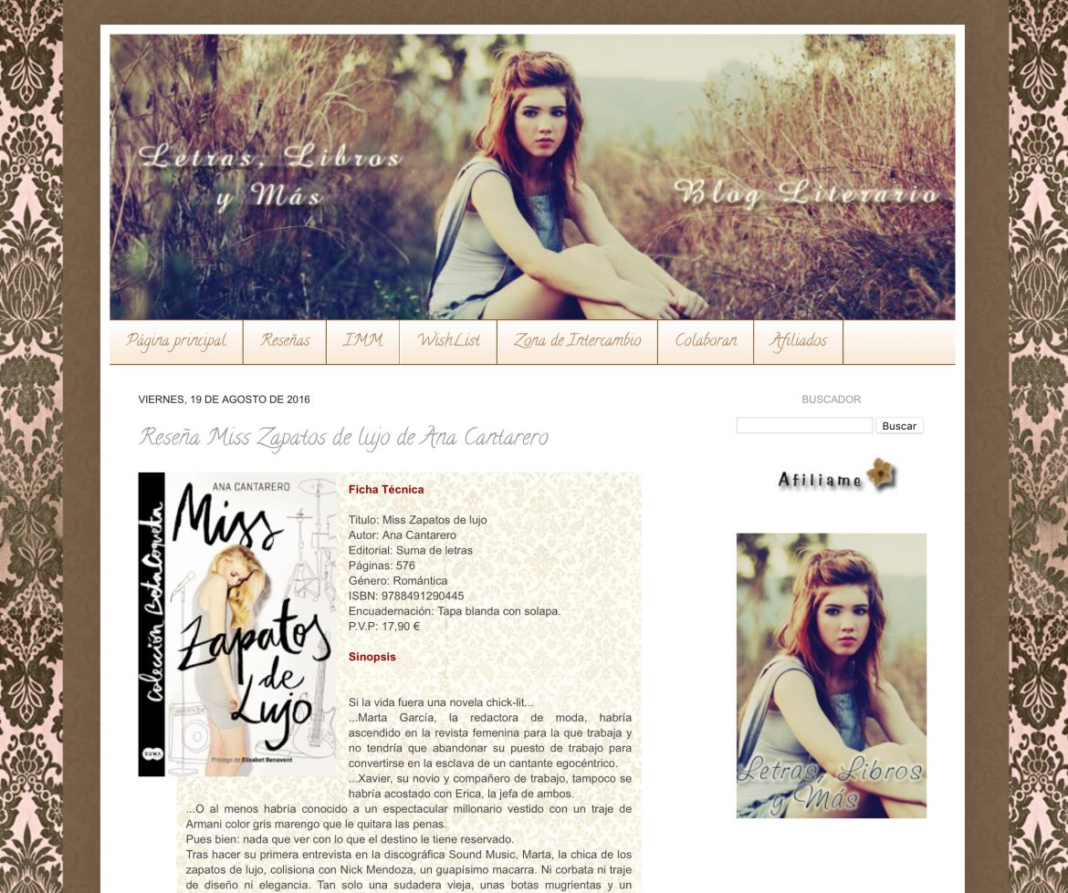 Reseña de Miss Zapatos de Lujo en el blog Letras Libros y más